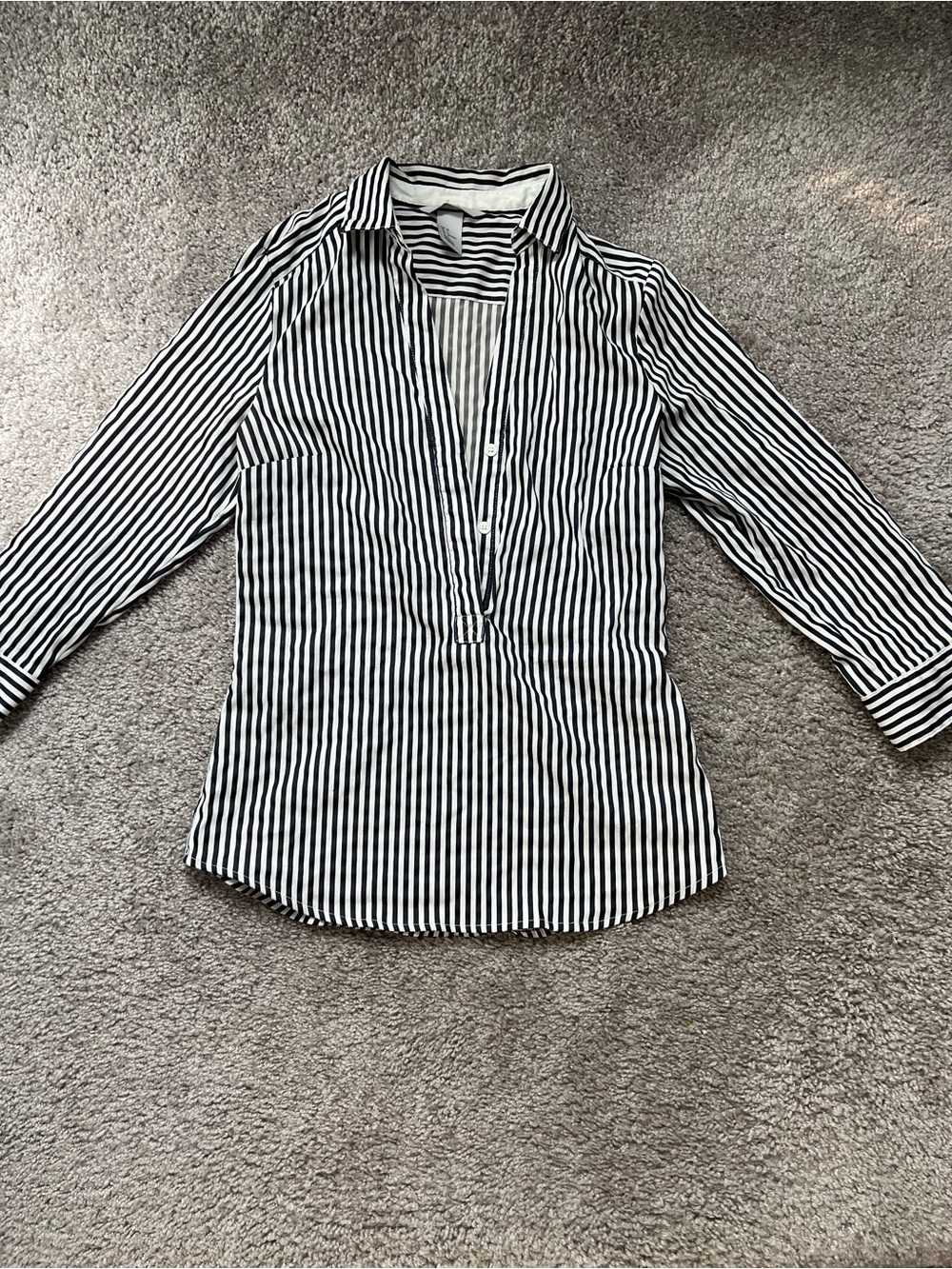 Striped Navy Blue and White Shirt